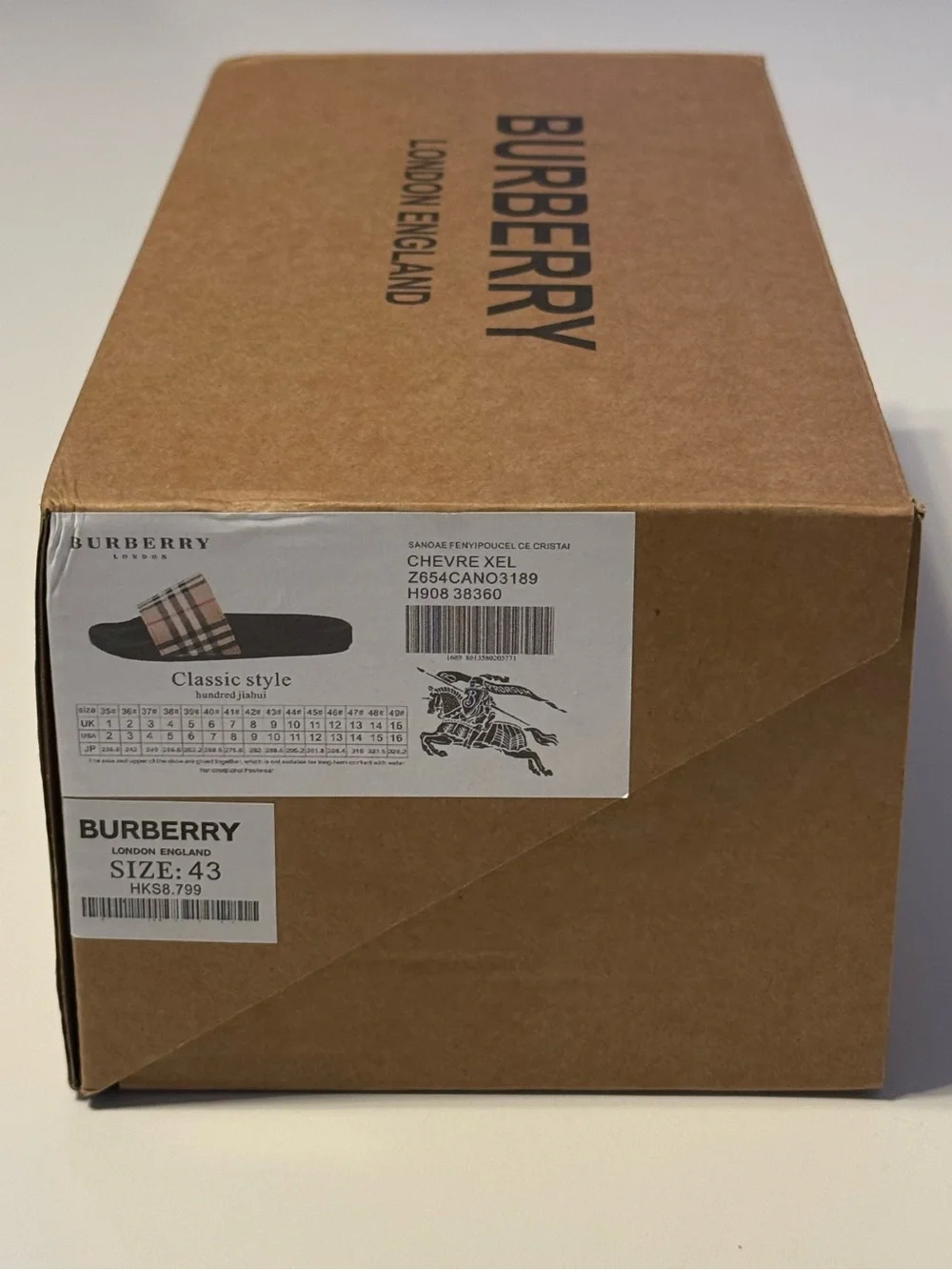 Burberry Slide Men’s Size 10 Black/Beige Rubber Slip-On Plaid Logo Sandals